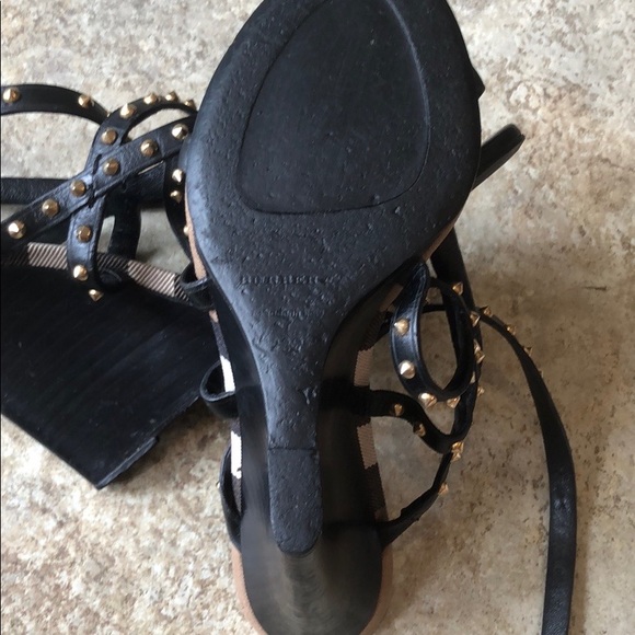 $595 Burberry stud sandal wedge size 38/8 EUC - Picture 7 of 8